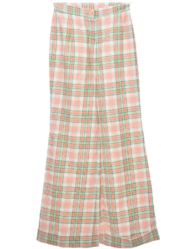 Checked Pattern Trousers - W25 L30 Trousers chic elegant