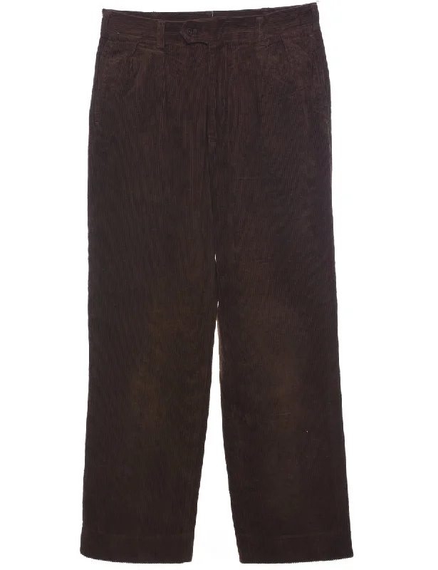 Corduroy Dark Brown Trousers - W30 L29 Trousers Denim Blue
