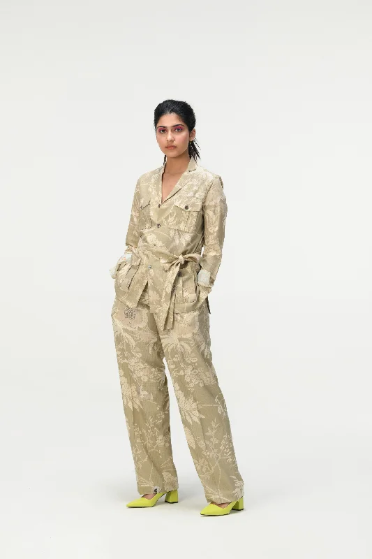Rainforest Single Pleated Trousers Oyster Grey Cotton Silk Check Trousers stylish modern Rainforest Single Pleated Trousers Oyster Grey Cotton Silk Check Trousers stylish modern