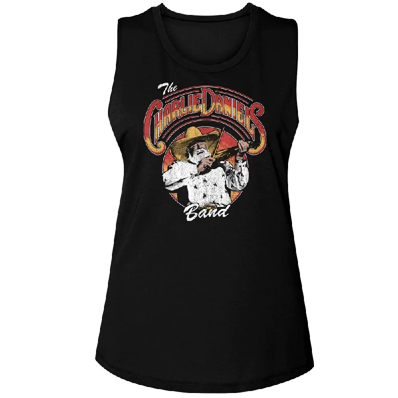 CHARLIE DANIELS BAND Tank Top, Logo And Fiddlin cold shoulder tank