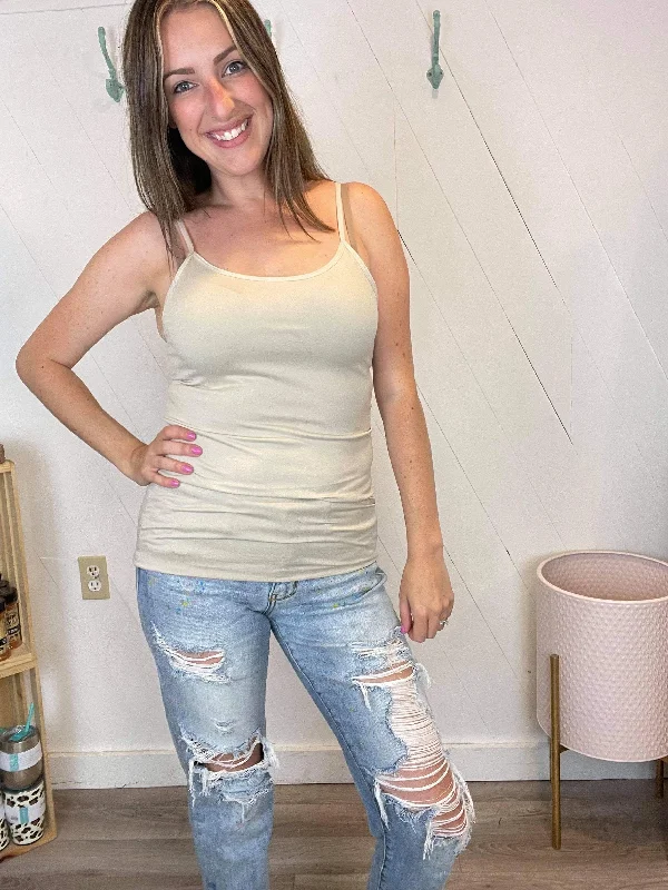 "The Cami" Fitted Stretchy Tank Top in Ivory cozy tank top