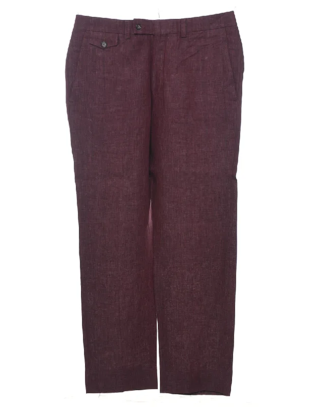 Maroon Casual Trousers - W34 L31 Trousers Yoga Stretchy
