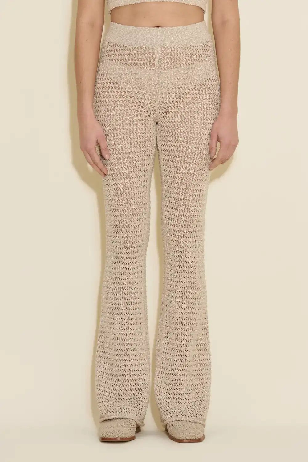 Cenci Crochet Knit Trousers Trousers Plaid Checkered