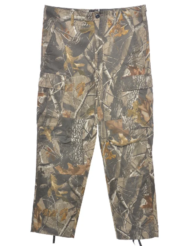 Camouflage Print Classic Cargo Trousers - W34 L31 Trousers stylish modern