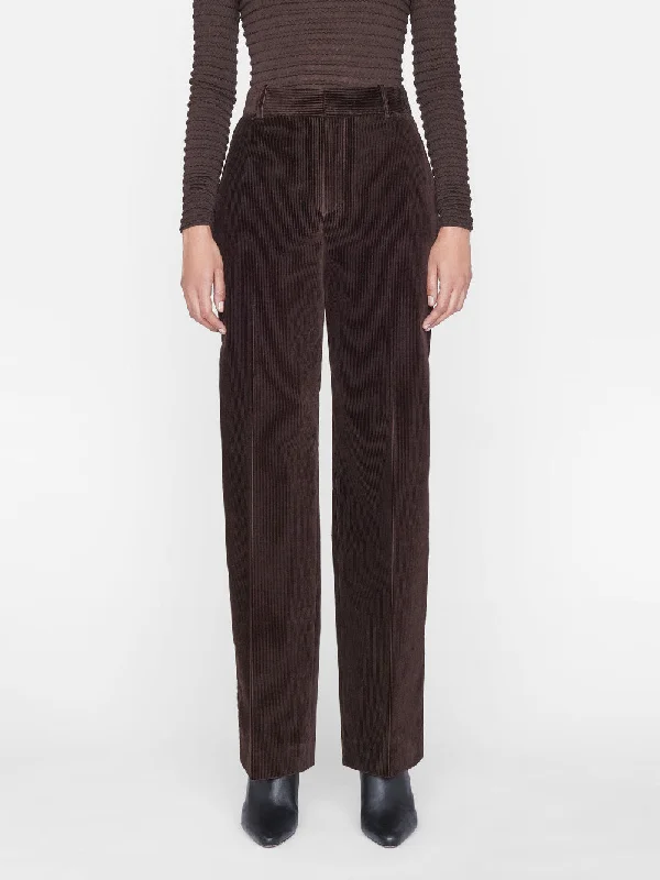 High Rise Relaxed Corduroy Trouser -- Espresso Trousers Silk Elegant
