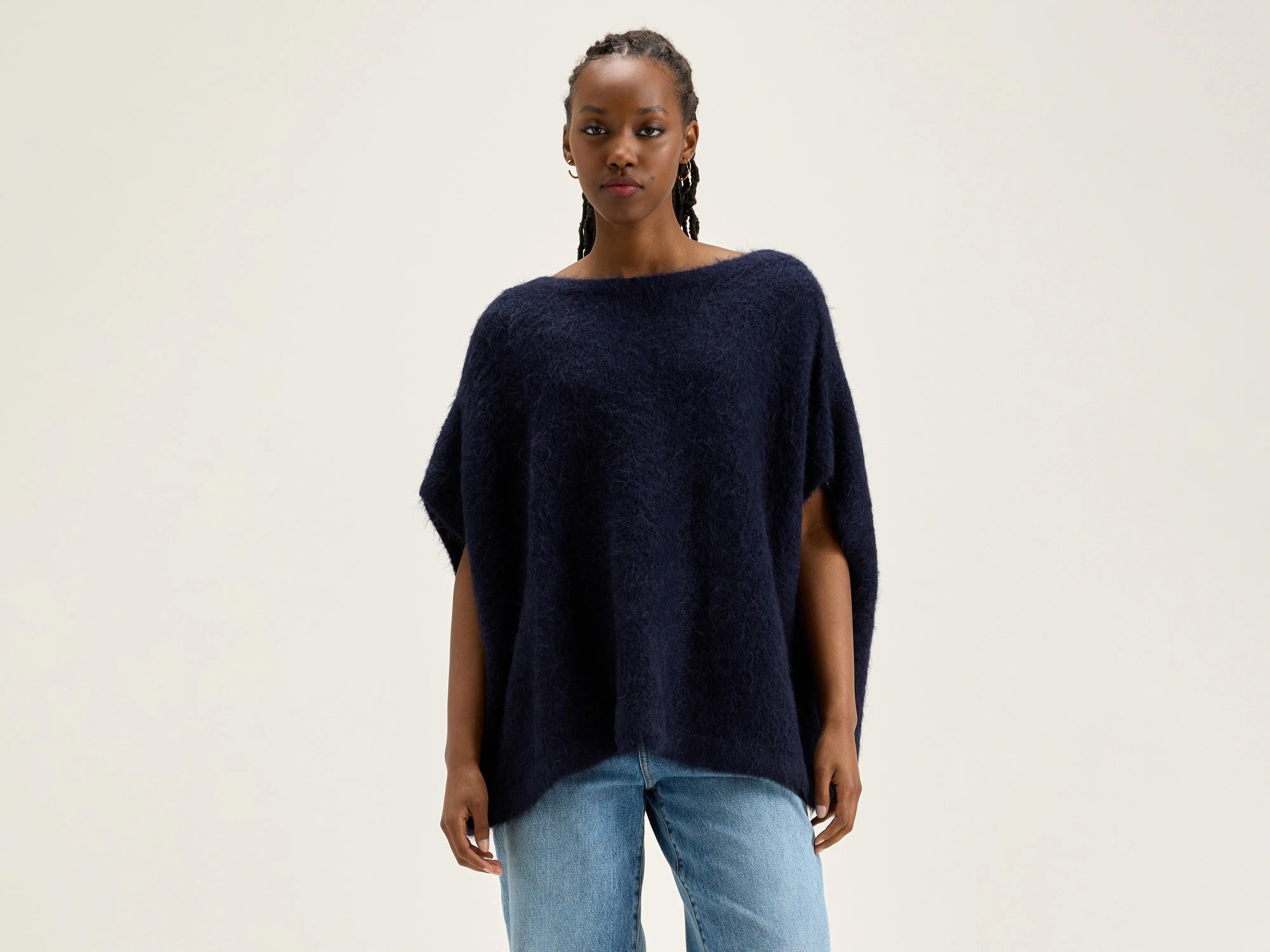 Decro boat-neck sweater (242 / W / NAVAL) Plaid Sweater Polka Dot Checkered