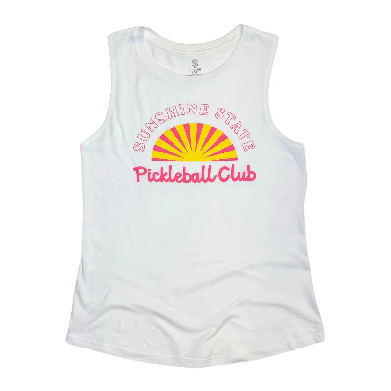 PICKLEBALL CLUB MUSCLE TANK - WHITE vintage tank top