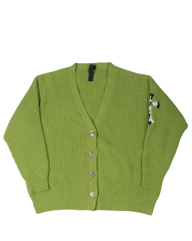 Cashmere Cross Patch "Hit & Run" Cardigan Sweater Knit Fabric Woven Fabric Fleece Fabric