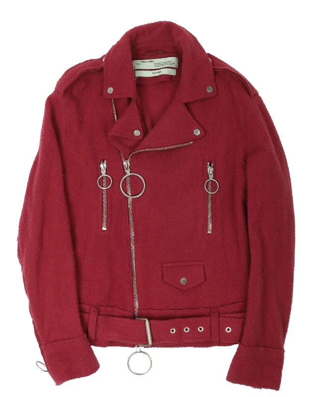 Wool Perfecto Biker Jacket Hooded Jacket Caped Jacket Shawl Collar Jacket