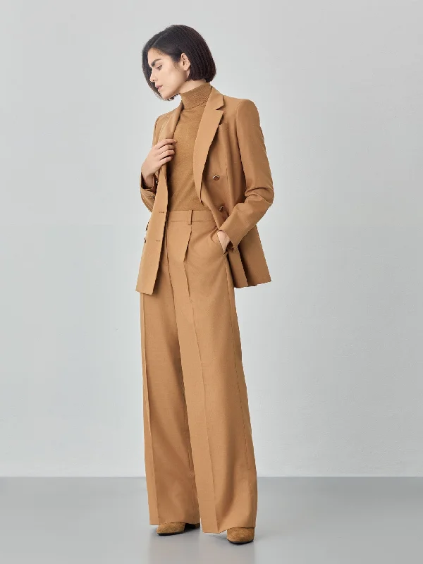 Loose Fit Trousers In Rayon Blend With Pleats Cropped Trousers Casual Linen
