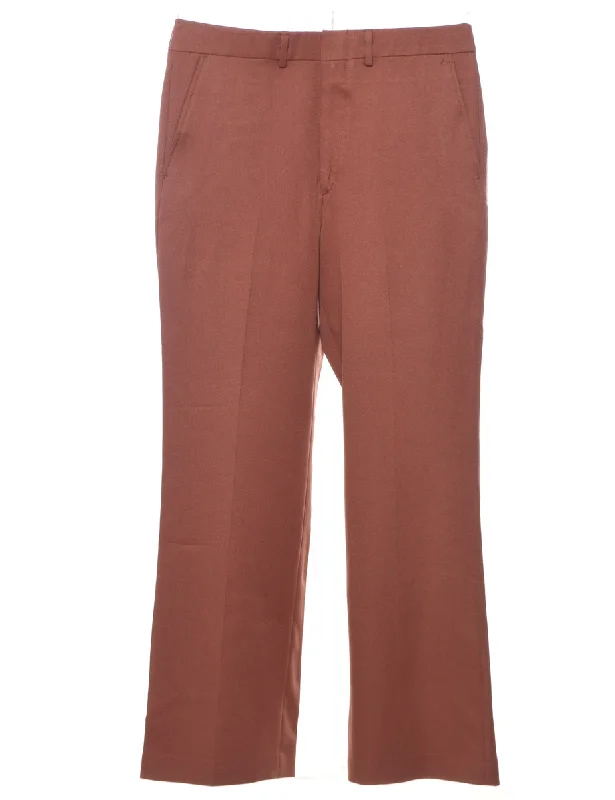 Maroon Straight-Fit Trousers - W34 L30 Trousers Travel Practical