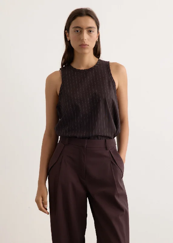 Wool Pinstripe Tank sheer tank top
