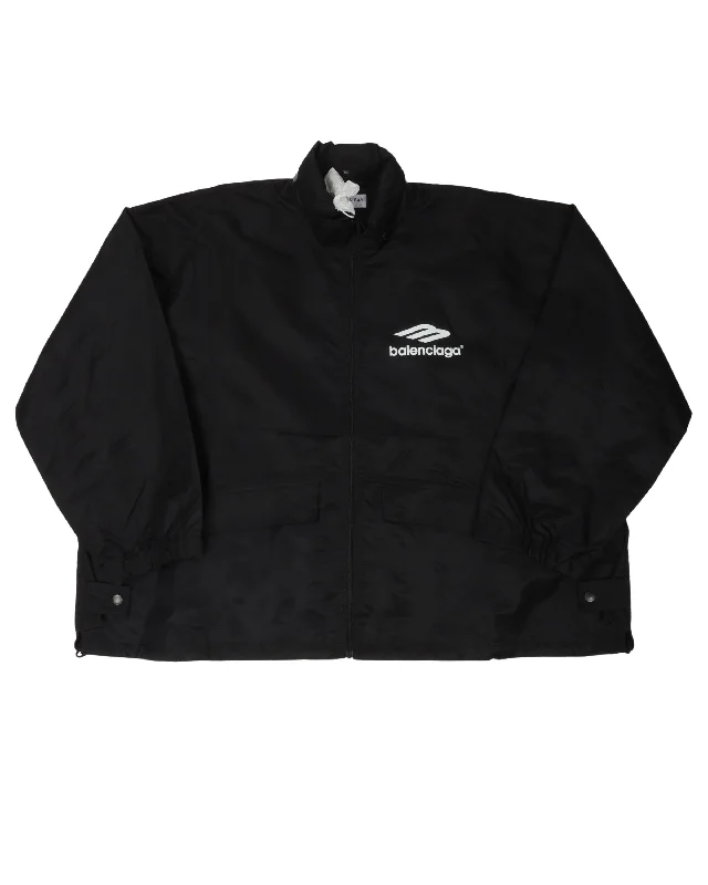 Logo Windbreaker Jacket A-Line Jacket Boat Neck Shawl Collar