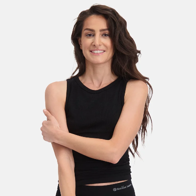 Seamless Rib Tank Tops River (2-pack) - Zwart long tank top
