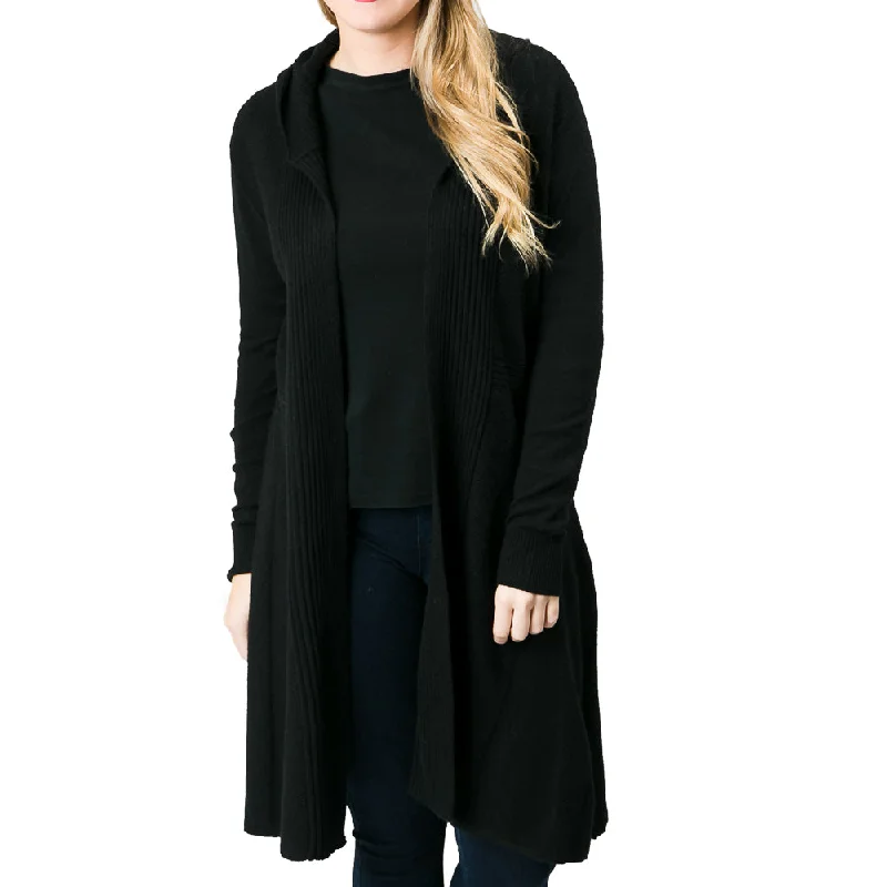 Top It Off TIO Mya Cardigan: Black Front Pockets Side Pockets Patch Pockets