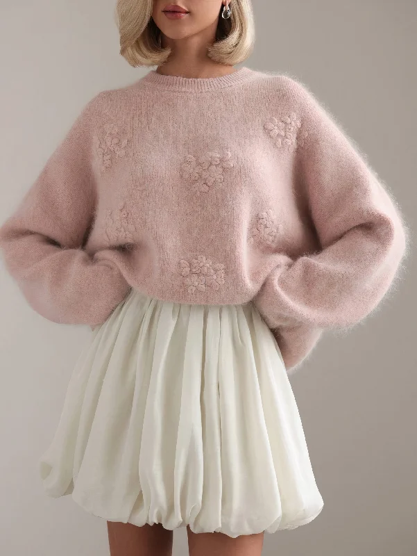 Blossom Dream Knit Sweater Transparent Opaque Sheer