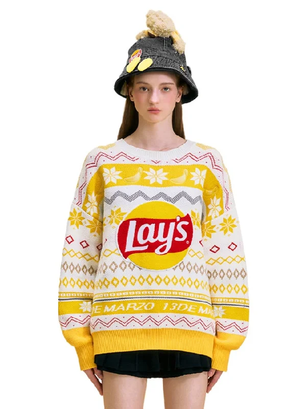 Lay's Fair Isle Bear Sweater Turtle Neck Boat Neck Asymmetrical Neck