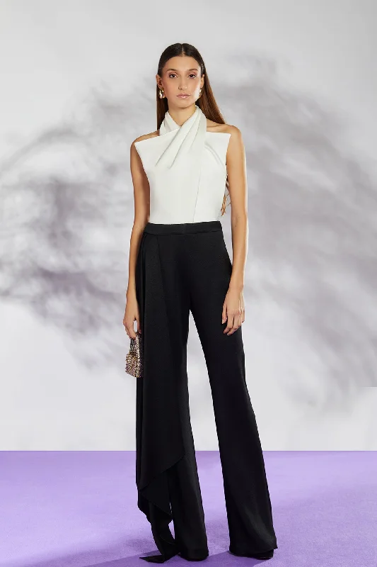 Halter neck sleeveless top with trousers Trousers Office Stylish