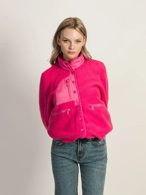 AZALEA WANG SAVVY POLAR FLEECE JACKET Front Pockets Side Pockets Patch Pockets