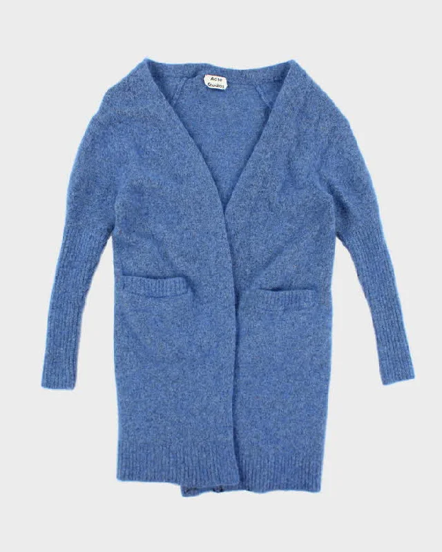 Acne Mohair & Wool Oversized Blue Cardigan - XS Tailored Straight A-Line