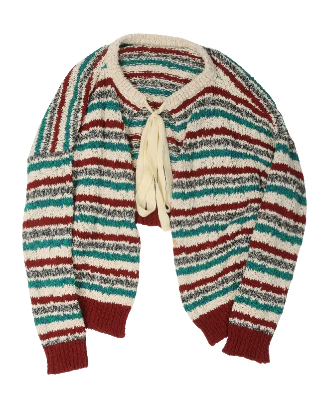Cropped Tie Cardigan Spandex Blend Rayon Blend Denim Blend