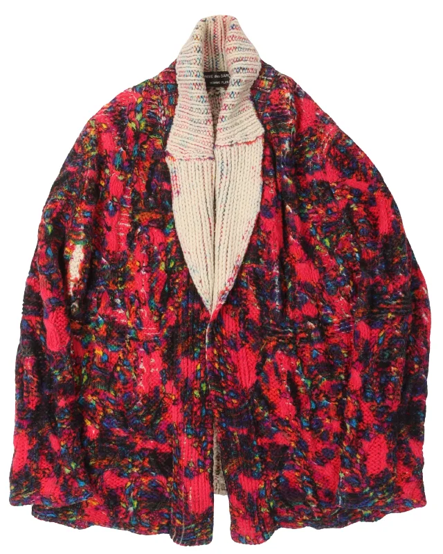 Homme Plus 2001 AW Tie-Dye Knit Cardigan Embroidered Appliqued Beaded