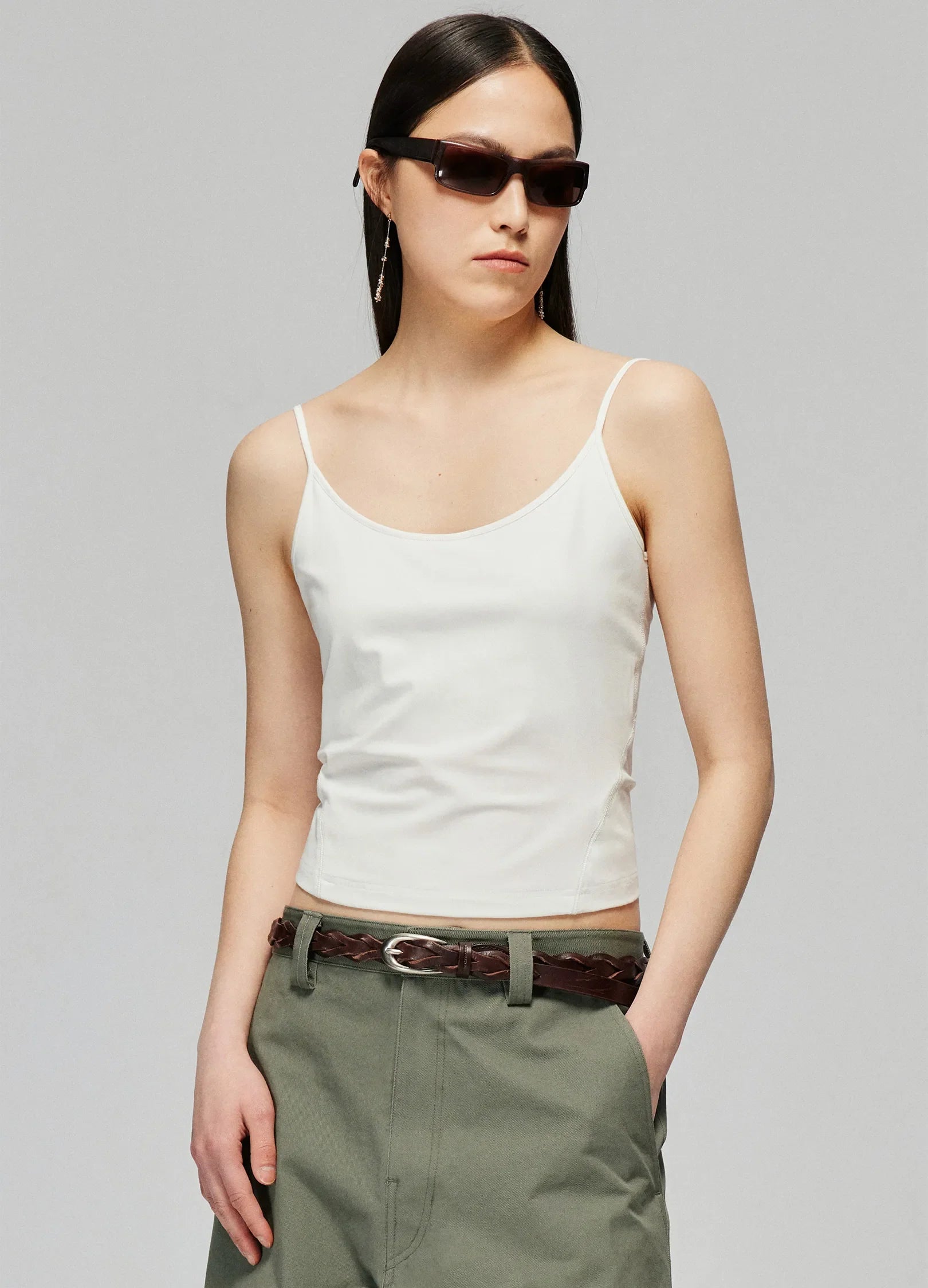 Fitted Camisole Tank Top cold shoulder tank