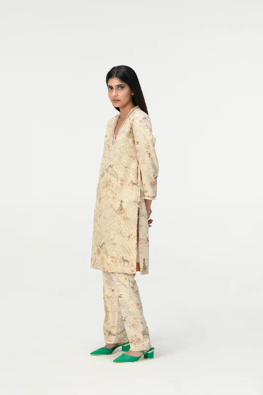 Rainforest Classic Trousers Ivory Silk Brocade Trousers luxurious high-end