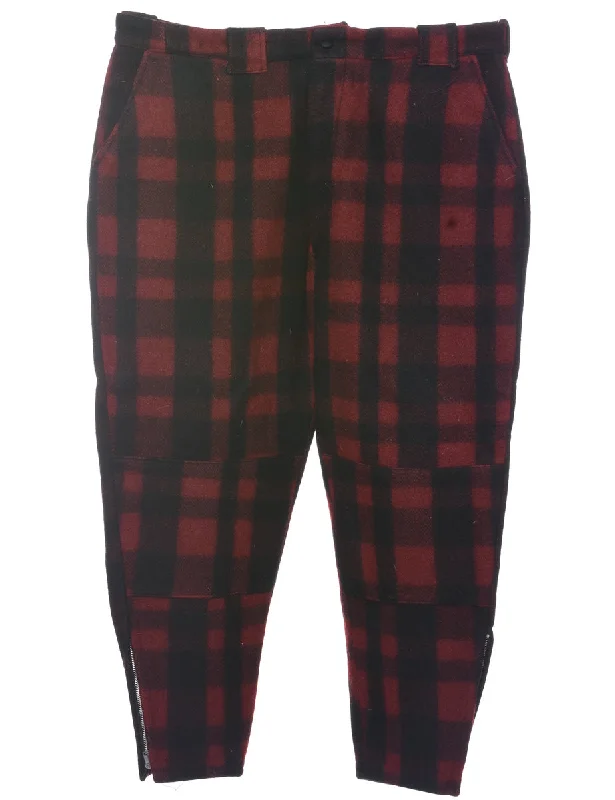 Checked Pattern Trousers - W37 L26 Trousers Mesh Breathable