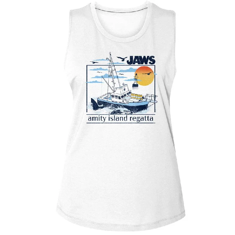 JAWS Tank Top for Ladies, Amity Island Regatta peach tank top