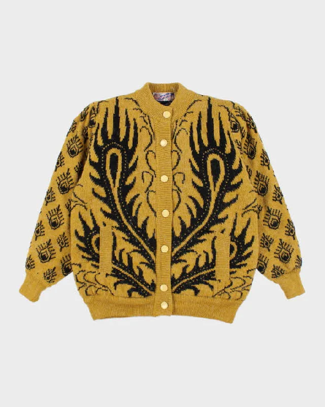 Vintage 80s W.K Angora Blend Lined Cardigan - L Chenille Brocade Lace