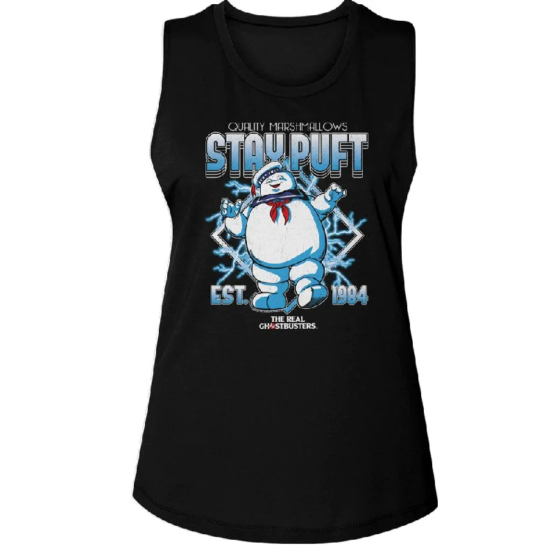 THE REAL GHOSTBUSTERS TANK Top, RGB Stay Puft Electricity solid color tank