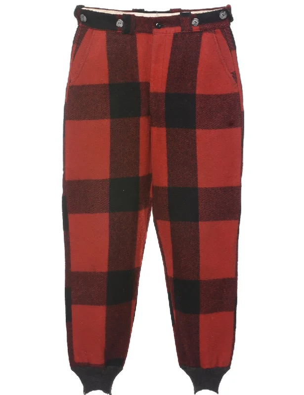 Checked Pattern Trousers - W32 L31 Trousers High Rise Slim Fit