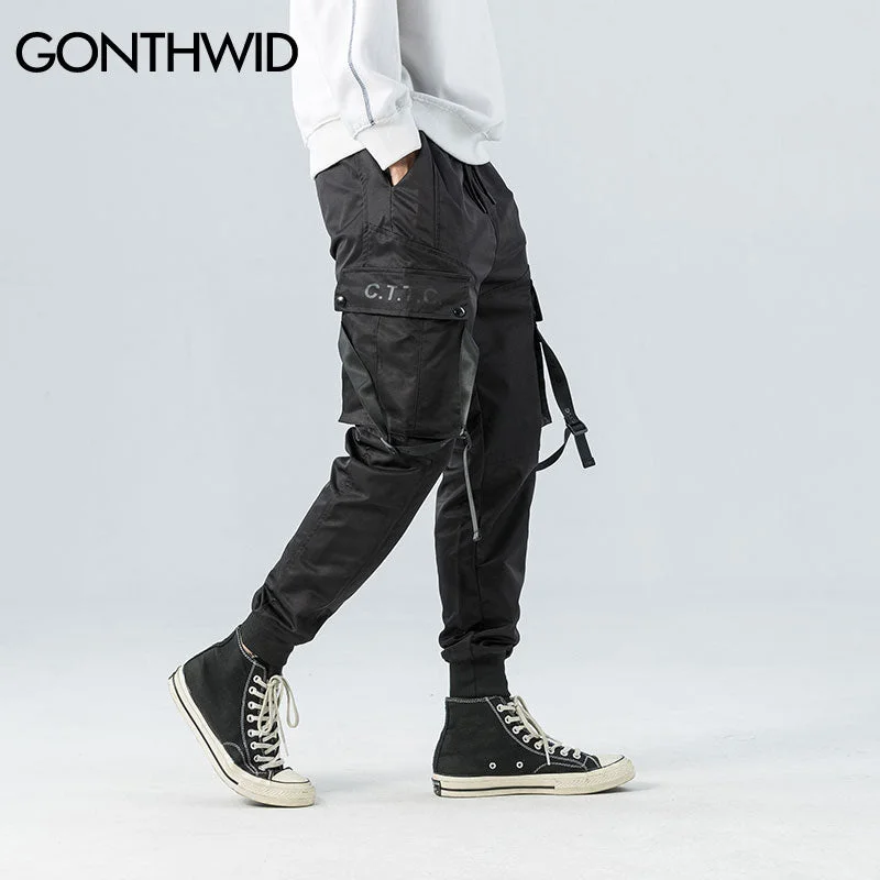 GONTHWID Side Pockets Ribbon Buckles Cargo Harem Pants 2023 Hip Hop Casual Joggers Pants Streetwear Sweatpants Trousers Trousers Exclusive Limited GONTHWID Side Pockets Ribbon Buckles Cargo Harem Pants 2023 Hip Hop Casual Joggers Pants Streetwear Sweatpants Trousers Trousers Exclusive Limited
