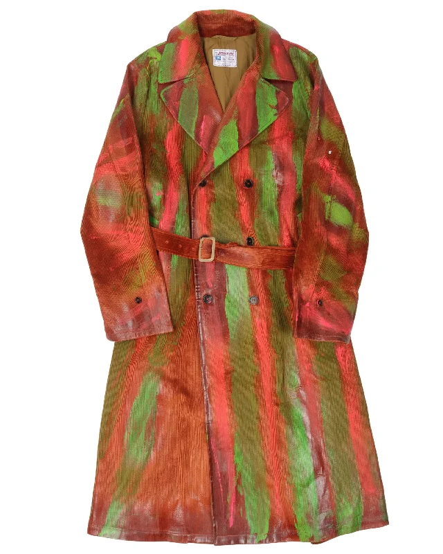 Hand Painted Trench Coat Stand-Up Roll-Neck Turtle