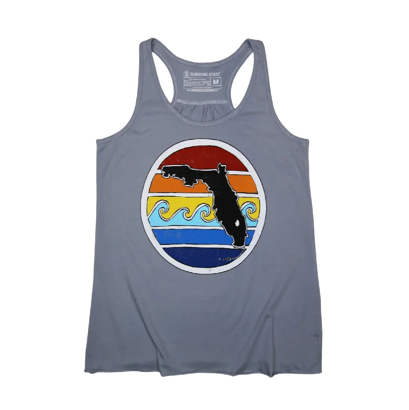 FL SUNSET FLOWY TANK - GREY yoga tank top