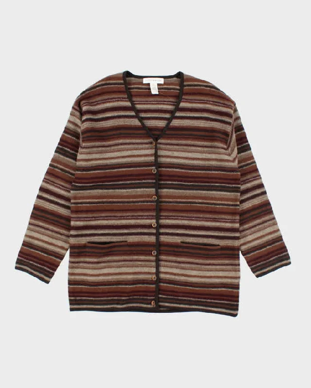 Vintage 90s Jones New York Stripe Wool Cardigan - M Chenille Fabric Brocade Fabric Lace Fabric