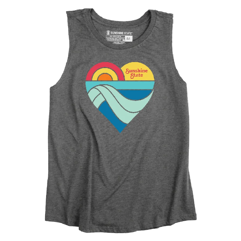 HEART MUSCLE TANK - DARK HEATHER GREY off shoulder tank