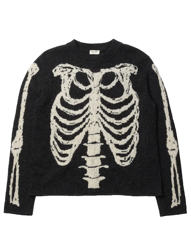 Skeleton Sweater Solid Print Embellished