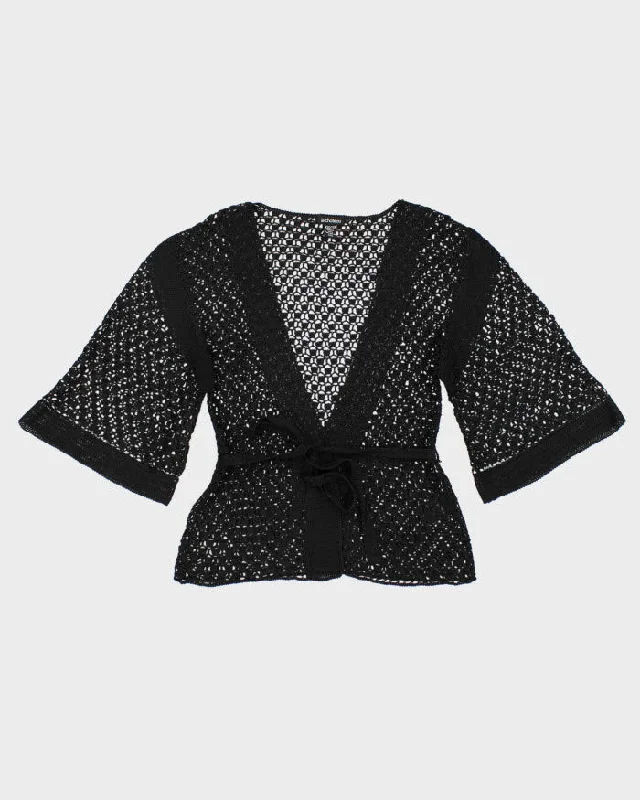 Vintage 90s Le Chateau Crocheted Cardigan - XXS Tailored Straight A-Line