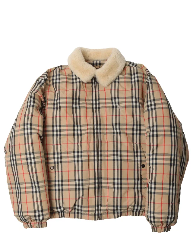 Burberry Plaid Puffer Jacket Toggled Jacket Drawstring Jacket Belted Jacket