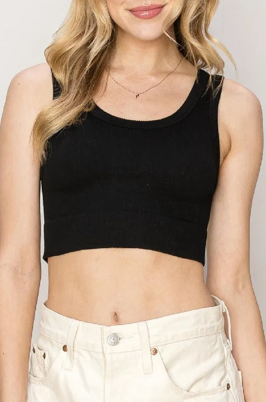 Cropped Ribbed Seamless Tank sheer tank top