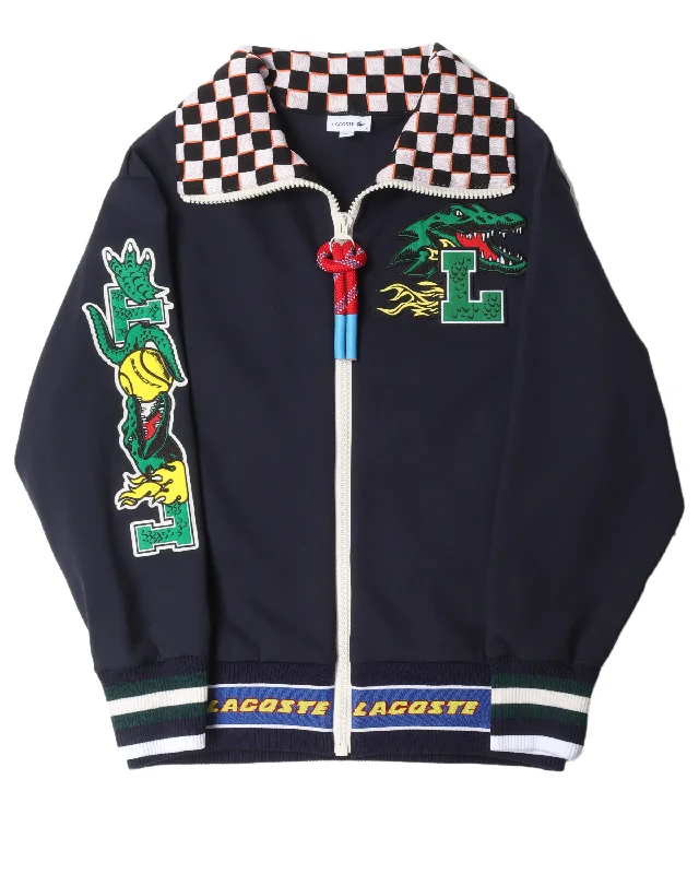 Lacoste Zip Up Sweater Hooded Caped Shawl Collar