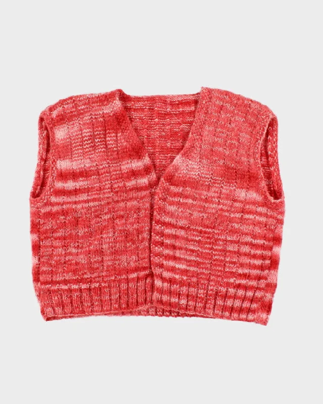 Darling Handmade Pink Tones Sleeveless Cardigan - XL Zippered Front Buttoned Front Snap Front