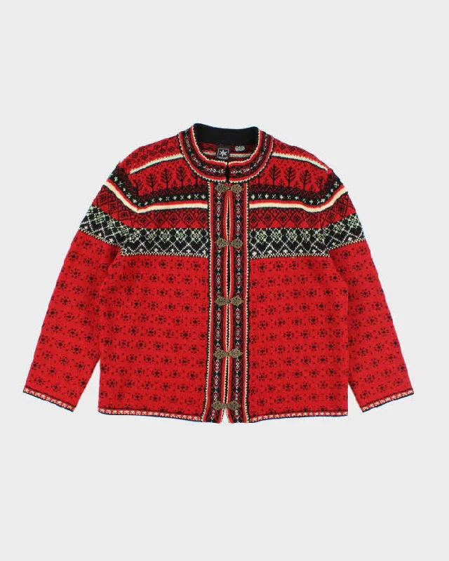 Vintage Skyr Nordic Wool Clasp Cardigan - XL Plaid Cardigan Polka Dot Checkered