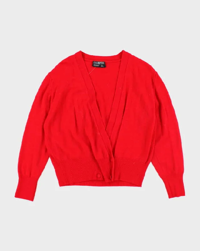 Vintage 90s Wool Blend Red Cardigan - L Long Cardigan Short Cardigan Medium Cardigan