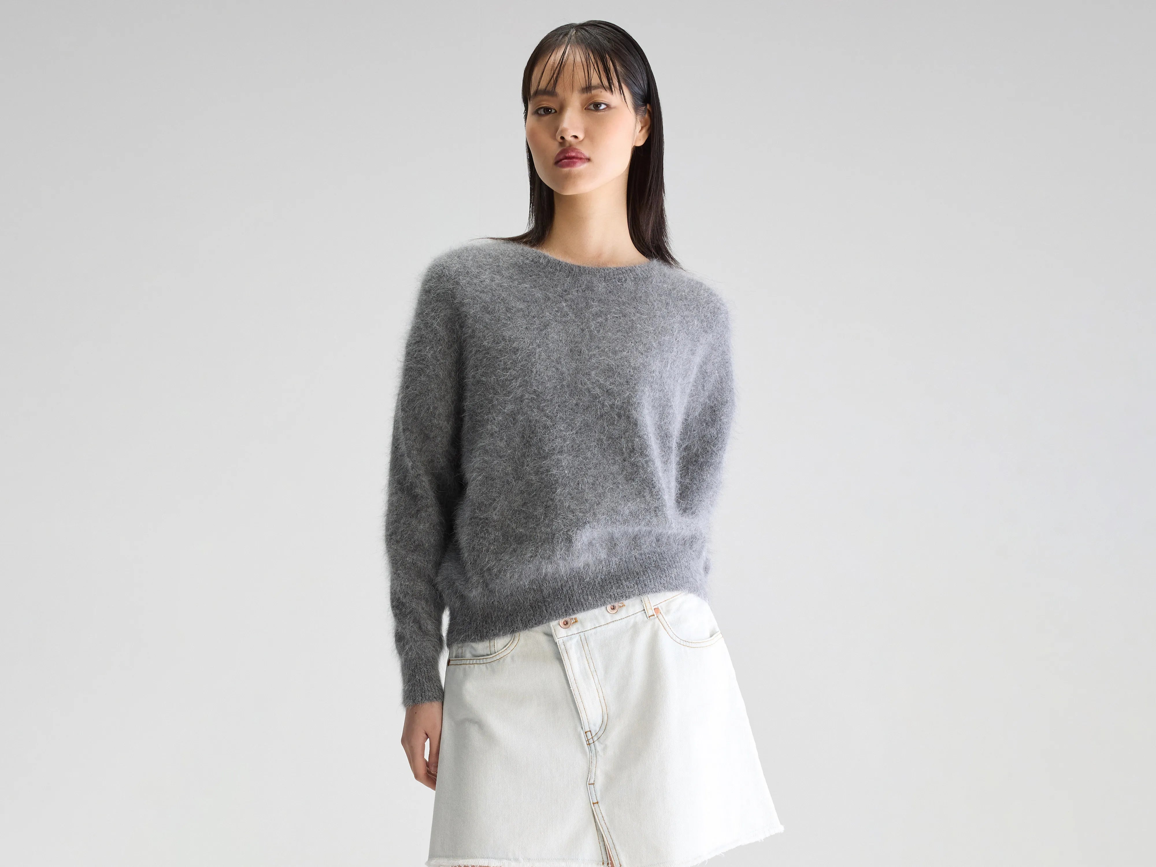 Datus angora-blend sweater (252 / W / MID GREY) Solid Color Striped Floral Print