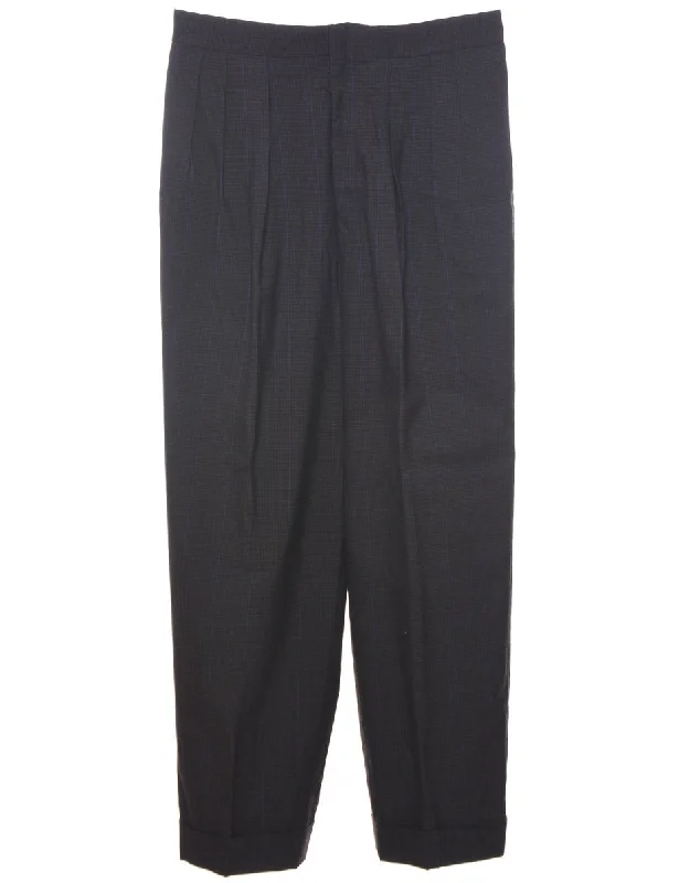 Checked Pattern Trousers - W34 L30 Trousers Denim Blue