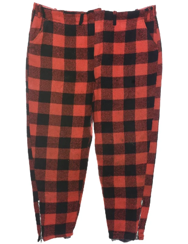 Checked Pattern Trousers - W44 L26 Trousers Canvas Durable
