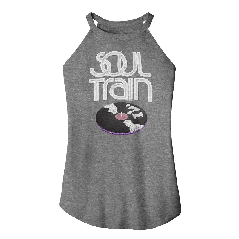 SOUL TRAIN Eye-Catching ROCKER Tank Top, Faux Embroidery charcoal tank top